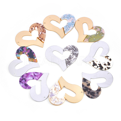 Aluminum & Cellulose Acetate(Resin) Big Pendants ALUM-S016-01-1