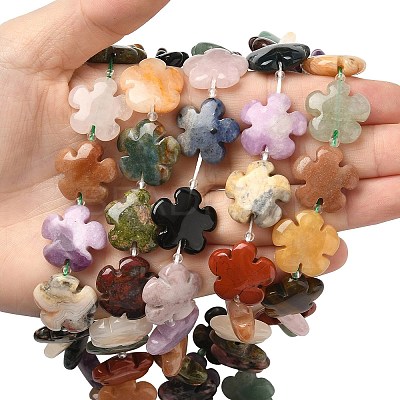 Mixed Natural Gemstone Flower Beads Strands G-L241A-07-1