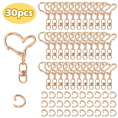 Alloy Heart Lobster Clasps KEYC-YW0001-20RG-1