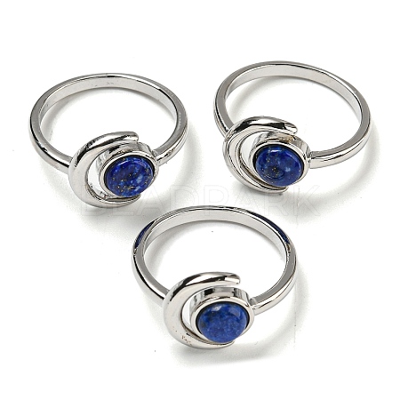 Natural Lapis Lazuli Adjustable Rings RJEW-K269-09P-05-1