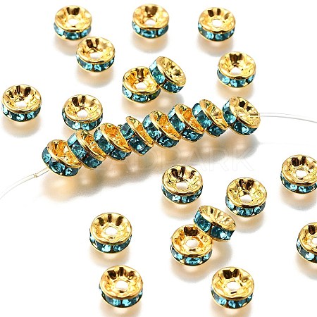 Brass Grade A Rhinestone Spacer Beads RSB038NF-13G-1