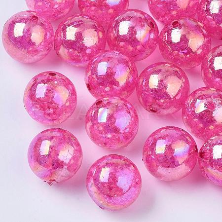 AB Color Transparent Crackle Round Acrylic Beads CACR-S006-06-1