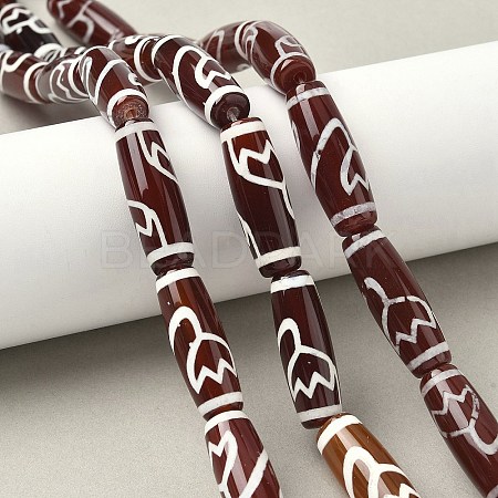 Rice Shape Tibetan Style dZi Beads Strands G-A269-A13-01-1