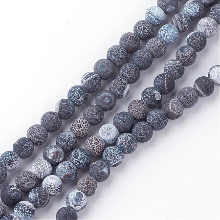 Natural Fire Crackle Agate Bead Strands G-S216-6mm-01-1