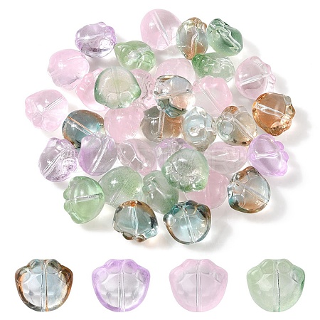 35Pcs Transparent Spray Painted Glass Beads GLAA-YW0001-72-1