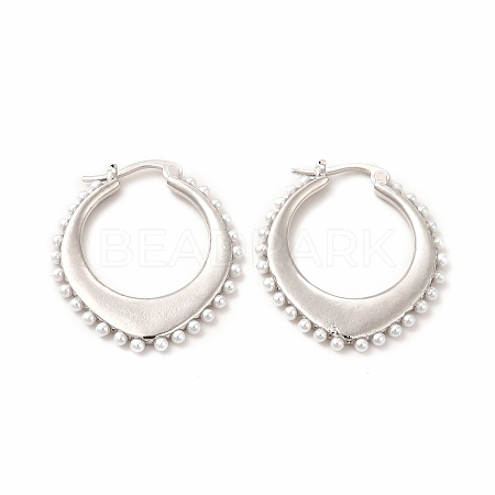 Oval Rack Plating Brass Hoop Earrings for Women EJEW-H091-18P-1