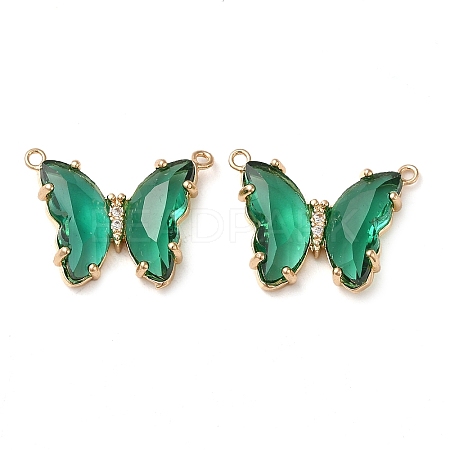 Brass Pave Faceted Glass Connector Charms FIND-Z020-03T-1