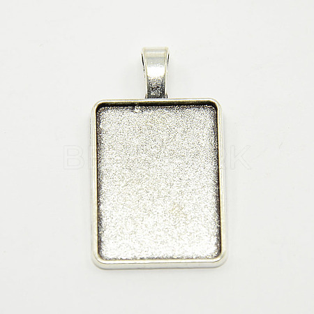 Tibetan Style Alloy Rectangle Pendant Cabochon Settings X-TIBEP-M021-A-05AS-RS-1