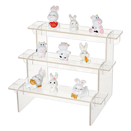 3-Layer Rectangle Acrylic Minifigures Organizer Display Risers ODIS-WH0038-38A-1