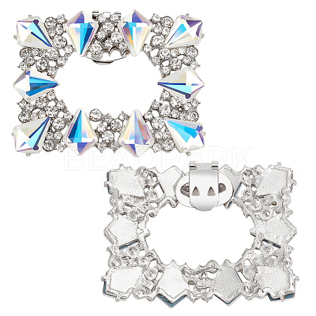 2Pcs Platinum Alloy & Rhinestone Detachable Shoe Buckle Clips FIND-FG0003-12-1