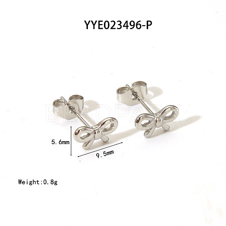 Elegant 304 Stainless Steel Bowknot Stud Earrings LS-CR5364-4-1