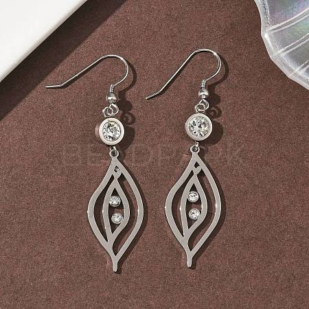 304 Stainless Steel Leaf Dangle Earrings EJEW-Z129-13P-1