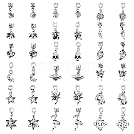 SUPERFINDINGS 72pcs 18 styles Alloy European Dangle Charms FIND-FH0008-45-1
