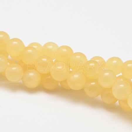 Natural Yellow Jade Bead Strands G-K121-01-14mm-1