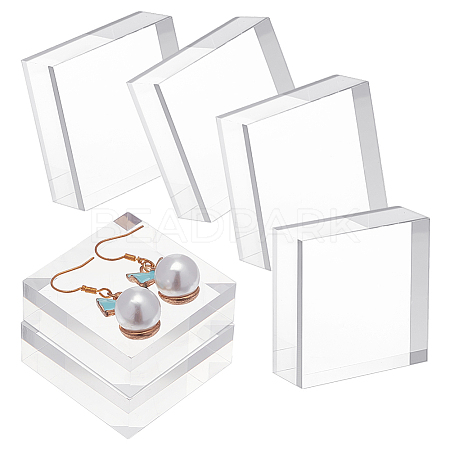 Square Transparent Acrylic Jewelry Display Pedestals ODIS-WH0001-47A-1