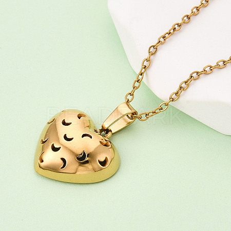 304 Stainless Steel Pendant Necklaces NJEW-T018-38G-1