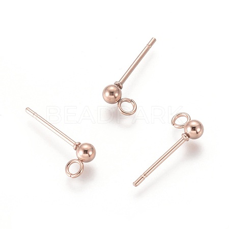 304 Stainless Steel Stud Earring Findings X-STAS-H410-10RG-1