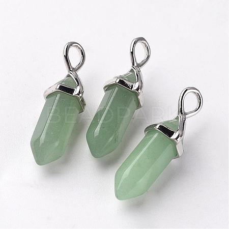 Bullet Natural Green Aventurine Pointed Pendants G-E332-A07-1