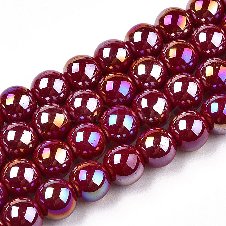 Electroplate Opaque Glass Beads Strands LS-GLAA-T032-P8mm-AB05-1