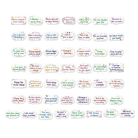 50Pcs Inspirational Cartoon English Word Paper Sticker Label Set DIY-G078-02-1