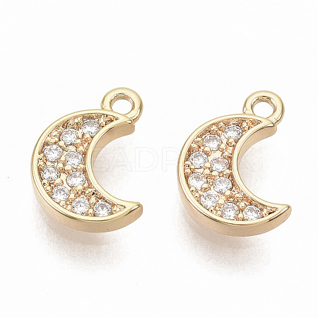Brass Micro Pave Cubic Zirconia Charms X-ZIRC-T011-07G-NF-1