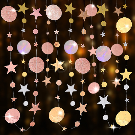 3Pcs 3 Style Paper Glitter Circle Star Garland HJEW-PH0001-50-1