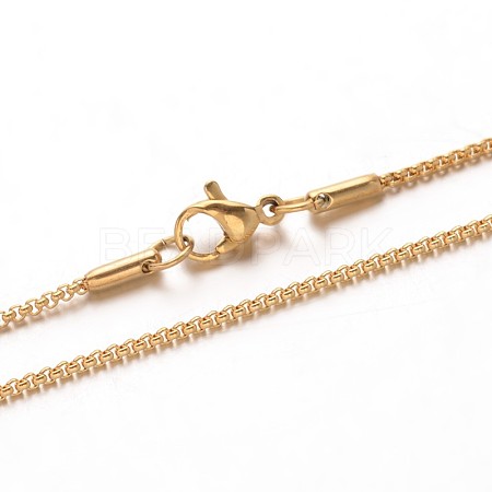 304 Stainless Steel Box Chain Necklaces NJEW-M124-10G-1