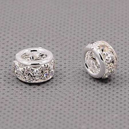 Brass Rhinestone European Beads RB-A050-H5mm-01S-1