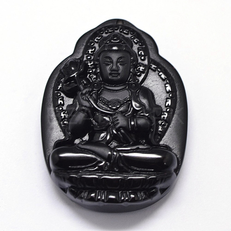 Natural Obsidian Carven Pendants G-A169-027A-1