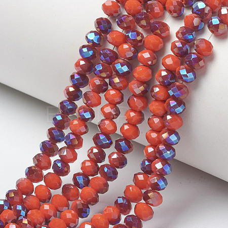 Electroplate Opaque Solid Color Glass Beads Strands X-EGLA-A034-P4mm-I08-1