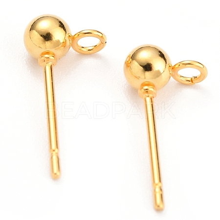 304 Stainless Steel Ball Stud Earring Findings STAS-G099-09G-1