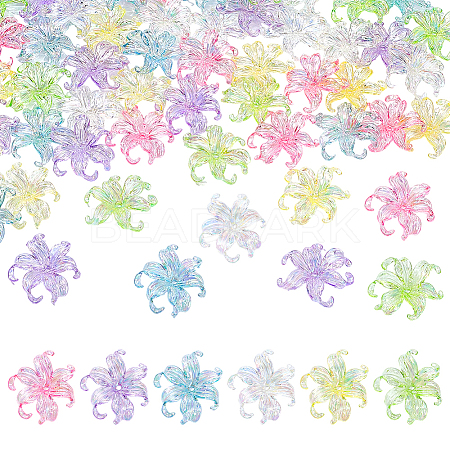 60Pcs 6 Colors Resin Bead Caps RESI-PH0002-70-1