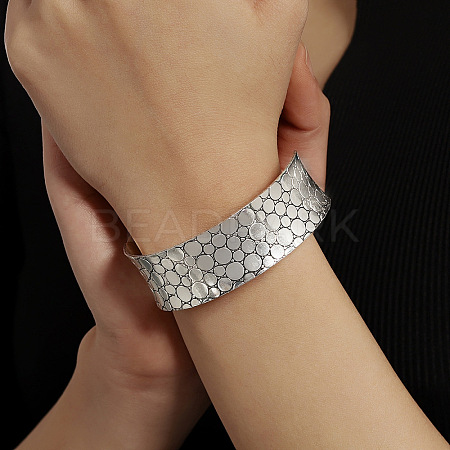 Iron Flat Round Pattern Cuff Bangles FS-WG8E476-01-1