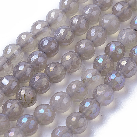 Electroplate Natural Grey Agate Beads Strands G-F627-01-B01-1