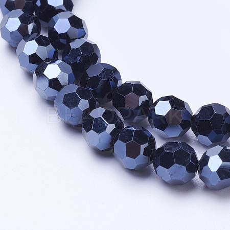 Faceted(32 Facets)(32 Facets) Electroplate Glass Beads Strand X-EGLA-J042-6mm-F01-1