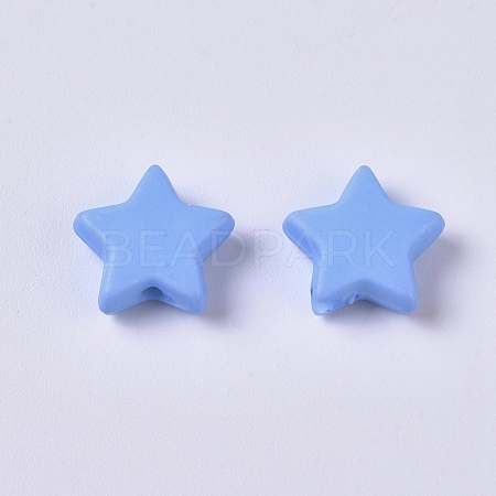 Opaque Acrylic Beads SACR-WH0002-07B-1