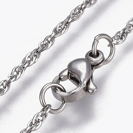 304 Stainless Steel Rope Chain Necklaces NJEW-L167-01A-P-1