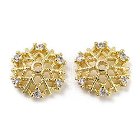 Brass Micro Pave Cubic Zirconia Bead Cap KK-H452-31G-1