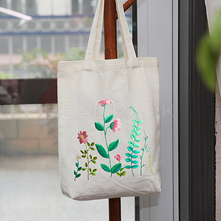 DIY Flower Pattern Tote Bag Embroidery Kit PW22121386671-1