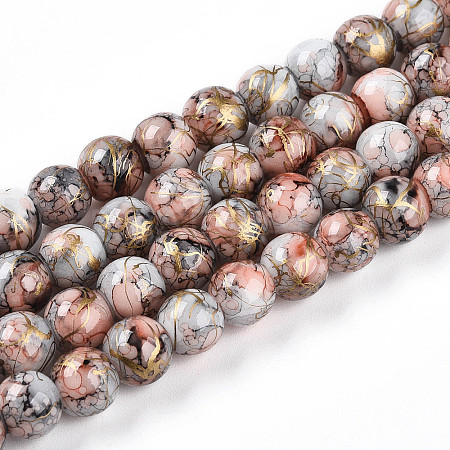 Baking Paint Glass Beads Strands DGLA-N003-8mm-B05-1