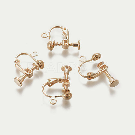Rack Plated Brass Screw Clip-on Earring Findings KK-P169-04KCG-1