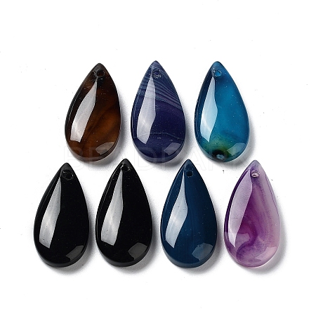 Dyed & Heated Natural Agate Pendants G-G065-03F-1