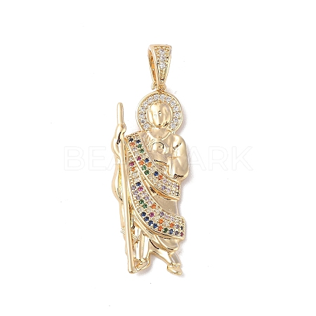 Brass Clear Cubic Zirconia Pendants KK-Z050-03G-07-1