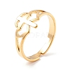 Double Heart with Cross 304 Stainless Steel Adjustable Ring for Women RJEW-B035-06G-1