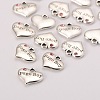Wedding Theme Antique Silver Tone Tibetan Style Heart with Page Boy Rhinestone Charms X-TIBEP-N005-14D-2