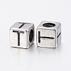304 Stainless Steel Large Hole Letter European Beads STAS-H428-01AS-T-2