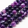 Natural Striped Agate/Banded Agate Bead Strands G-K155-A-10mm-11-1