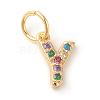 Brass Micro Pave Colorful Cubic Zirconia Charms ZIRC-F092-01-Y-1