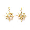 Brass Micro Pave Clear Cubic Zirconia Pendants KK-N259-08G-1