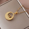 Vintage 304 Stainless Steel Resin Moon Pendant Necklaces with Clear Glass for Women IK8705-5